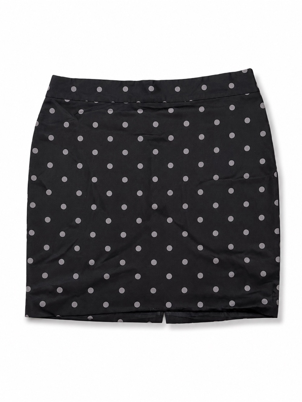 LOFT Black Mini Skirt with Gray Polka Dots